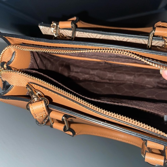 Aldo Tan and Cream Satchel with Chain Detail - Picture 4 of 5